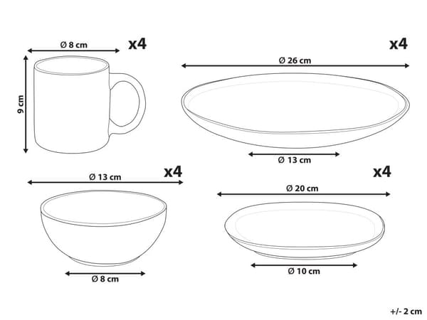 Set om 16 delar Guldbrunt stengods Kaolin Reaktiv glasyr Finish Servering för 4 personer Glansig effekt Kök Matsal