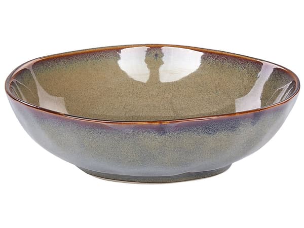 Set om 16 delar mörkgrönt stengods Kaolin Reactive Glaze Finish Servering för 4 personer Stenstruktur Kök Matsal