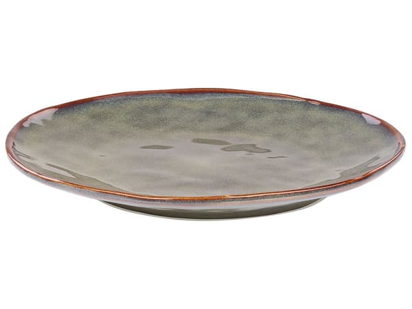 Set om 16 delar mörkgrönt stengods Kaolin Reactive Glaze Finish Servering för 4 personer Stenstruktur Kök Matsal