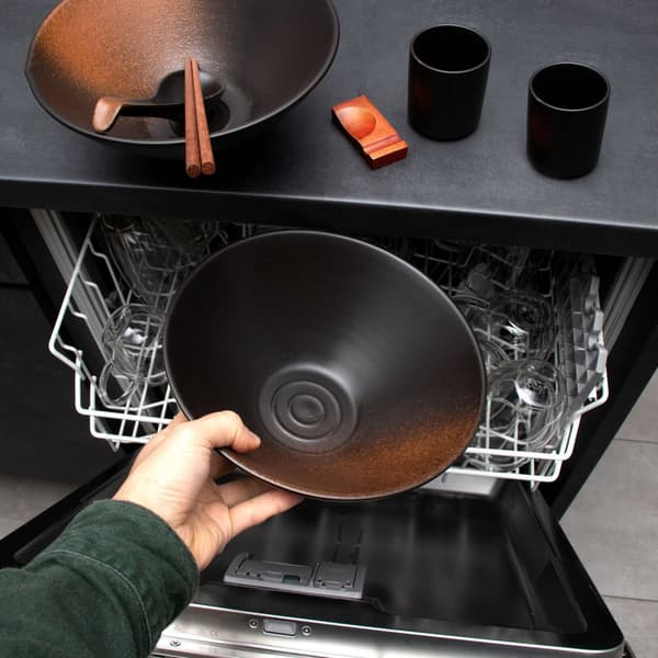 Ramenskålset i 6 delar med 1000 ml kapacitet traditionellt japanskt porslinsset med ätpinnar och sked i svart