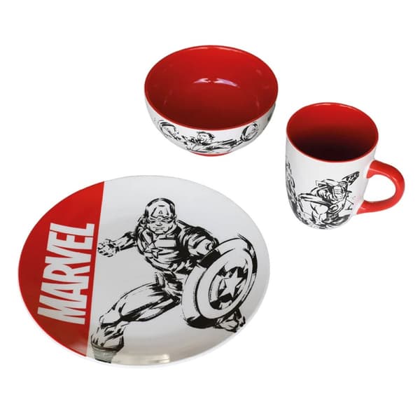 Marvel Logo Dinner Set (Pack Of 3) White/Red/Black One Size