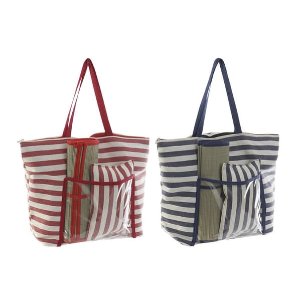 Strandväska DKD Home Decor 55 x 17 x 35 cm Kanvas Röd Blå PVC (2 antal)
