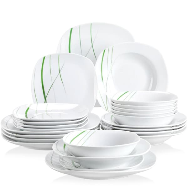 24-osainen posliiniateriasarja, ympäristöystävällinen, astianpesukoneen kestävä,24-KOSKISTA
