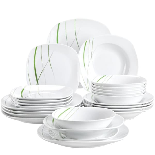 Porcelænsservice, Miljøvenligt, Mikrobølgeovnssikkert,48-DELE 24-Piece