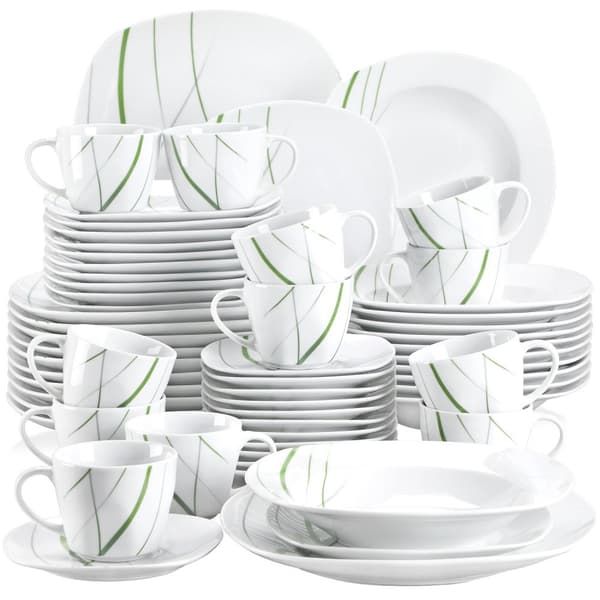 Porcelænsservice, Elegant Solid Design, Miljøvenligt Materiale,60-DELE