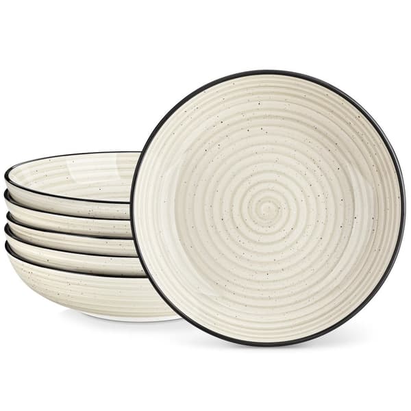Keraamiset jälkiruokakulhot, käsinmaalattu spiraalimuotoilu, 6-osainen sarja,Beige 6-osainen