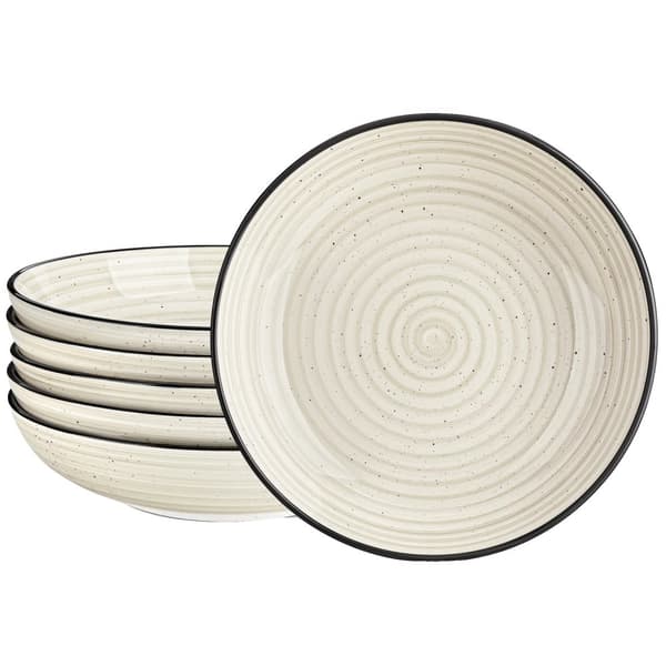 Keramiske Dessertskåle, Håndmalet Spiraldesign, 6-Pakning,Beige 6 Stykker Beige 6 Piece