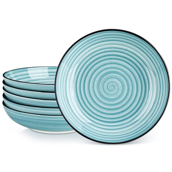 Keramiska Dessertskålar, Handmålade Spiraldesign, 6-delars Set,Beige 6-delarsset