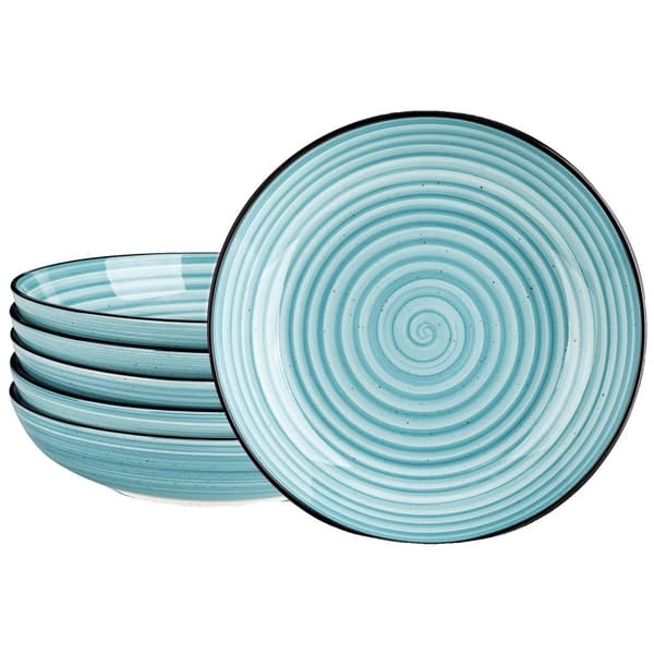Keramiska Dessertskålar, Handmålade Spiraldesign, 6-delars Set,Beige 6-delarsset Blue 6 Piece