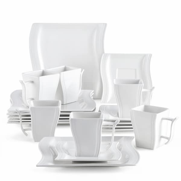 Kaffekop & Underkop Sæt, 18-delt Porcelæn Middagsservice, Nem at Rengøre,FLORA-18