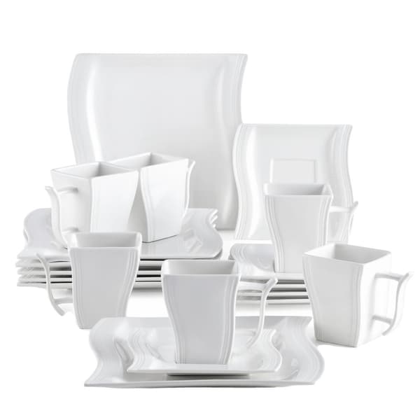 Kaffekop & Underkop Sæt, 18-delt Porcelæn Middagsservice, Nem at Rengøre,FLORA-18
