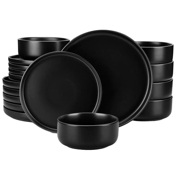 Musta keramiikkasetti, minimalistinen muotoilu, monikäyttöinen kotiin/juhliin,18 Kappaletta