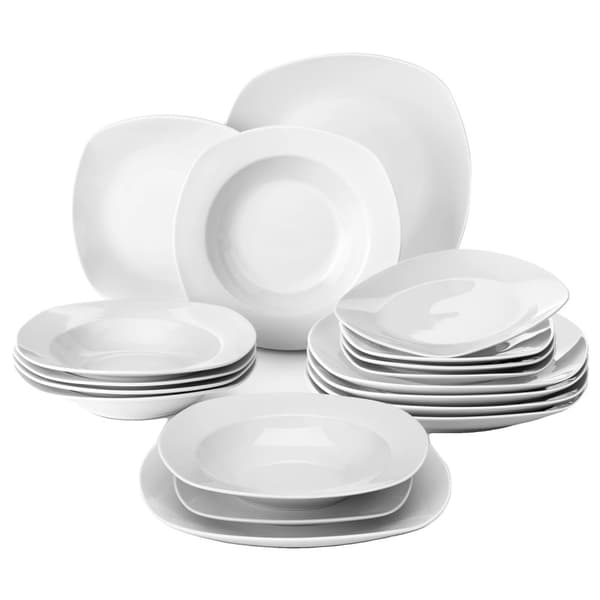 18-delt Service, Miljøvenligt Porcelæn, Mikrobølgeovn- og Opvaskemaskinesikkert,18-delt