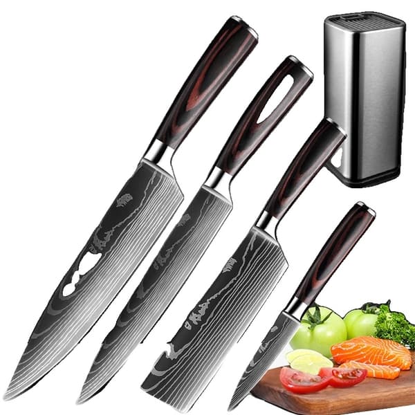 Køkkenknivssæt, 8-tommer kokkekniv, 7-tommer Santoku-kniv,4STK STE 02