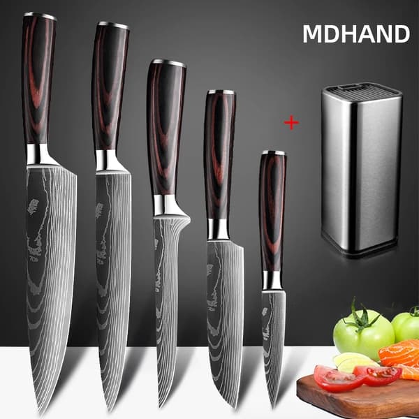 Køkkenknivssæt, 8-tommer kokkekniv, 7-tommer Santoku-kniv,4STK STE 02