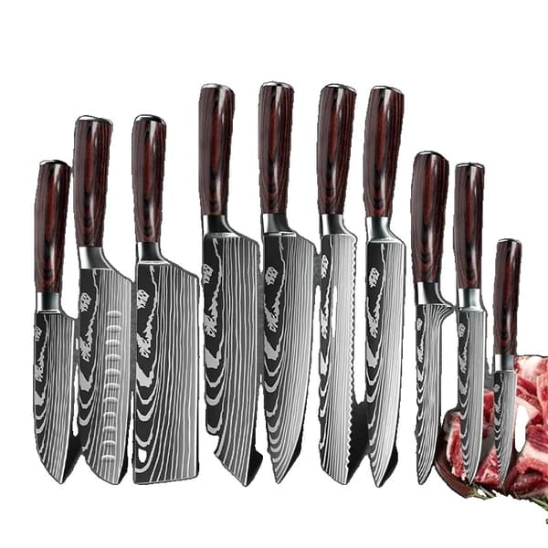 Køkkenknivssæt, 8-tommer kokkekniv, 7-tommer Santoku-kniv,4STK STE 02