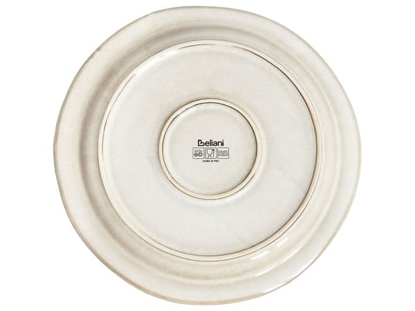 Sett med 12 Deler Lysebeige Steintøy Kaolin Håndlaget med Reaktiv Glasur Finish Service til 4 Personer Kjøkken Spisestue