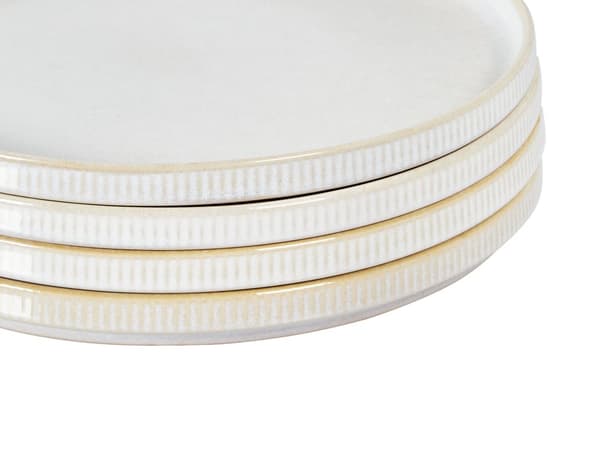 Set om 12 Delar Off-White Stengods Kaolin Handgjord Reaktiv Glasyr Finish Service för 4 Personer Kök Matsal