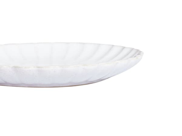 Set med 4 Assietter Vit Stengods Kaolin Handgjord Reaktiv Glasyr Finish Dessert Tallrik Kök Matsal