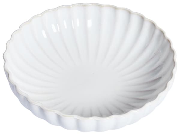 Set med 4 Djupa Tallrikar Vitt Stengods Kaolin Handgjord Reaktiv Glasyr Finish Pastaskålar Kök Matsal