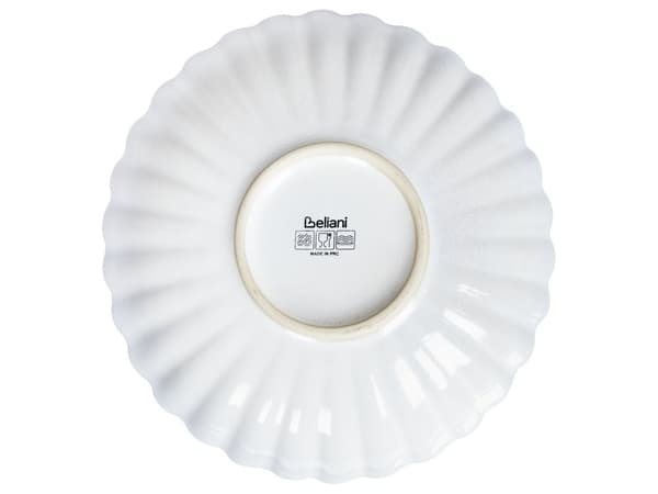 Set med 4 Djupa Tallrikar Vitt Stengods Kaolin Handgjord Reaktiv Glasyr Finish Pastaskålar Kök Matsal
