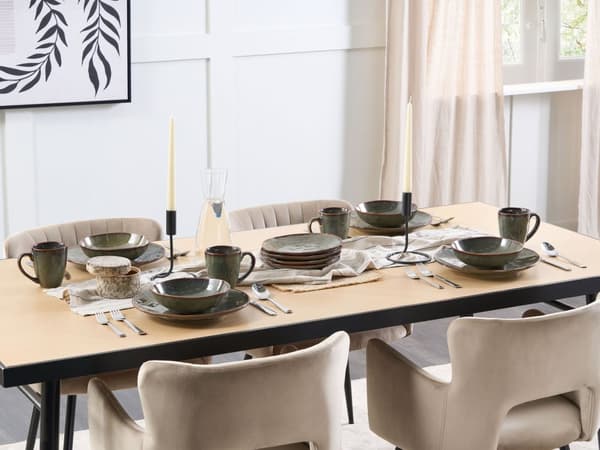 Set med 4 Sidotallrikar Mörkgrönt Stengods Kaolin Handgjord Reaktiv Glasyr Finish Dessert Tallrik Kök Matsal