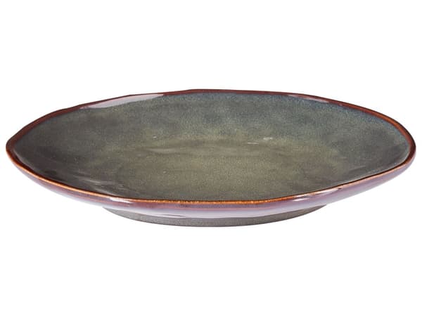 Set med 4 Sidotallrikar Mörkgrönt Stengods Kaolin Handgjord Reaktiv Glasyr Finish Dessert Tallrik Kök Matsal