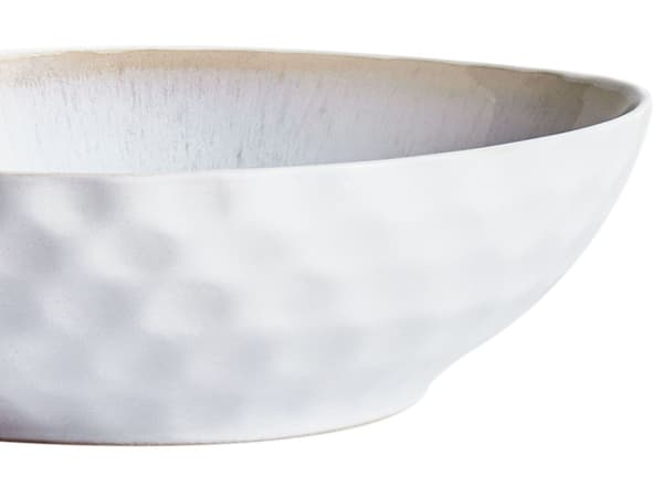 Set med 4 Djupa Tallrikar Ljusgrått Stengods Kaolin Handgjord Reaktiv Glasyr Finish Pastaskålar Kök Matsal