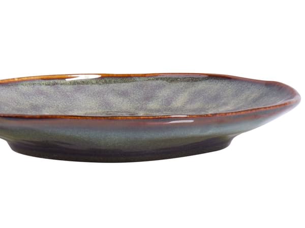 Set med 4 Assietter Mörkgrönt Stengods Kaolin Handgjord Reaktiv Glasyr Finish Dessert Tallrik Kök Matsal