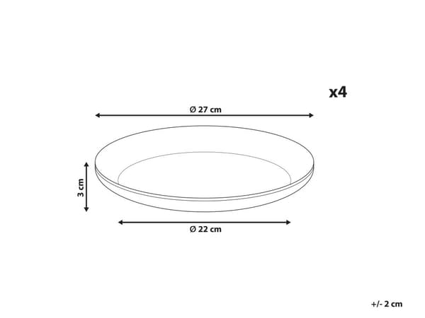 Set med 4 Assietter Grå Stengods Kaolin Handgjord Reaktiv Glasyr Finish Dessert Tallrik Kök Matsal