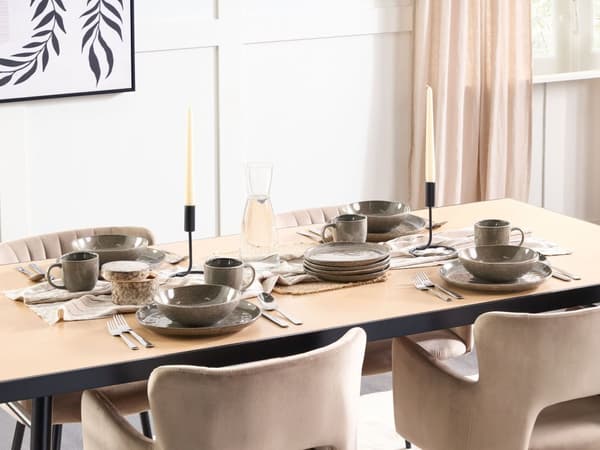 Set med 4 Assietter Grå Stengods Kaolin Handgjord Reaktiv Glasyr Finish Dessert Tallrik Kök Matsal