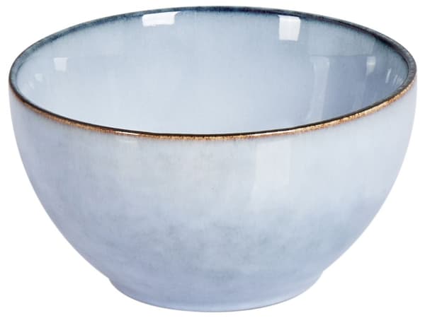 Set med 4 Skålar Ljusblå Stengods Kaolin Handgjord Reaktiv Glasyr Finish Kök Matsal