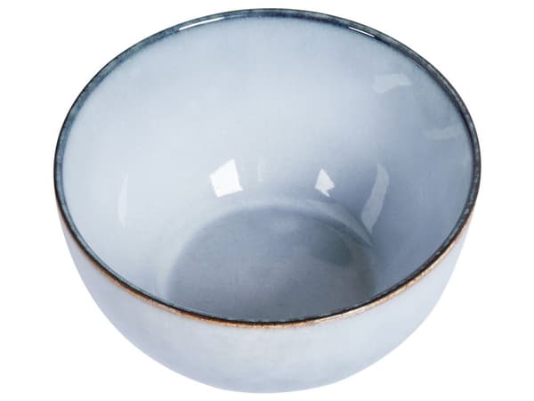 Set med 4 Skålar Ljusblå Stengods Kaolin Handgjord Reaktiv Glasyr Finish Kök Matsal
