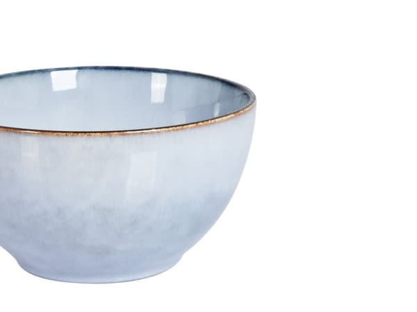 Set med 4 Skålar Ljusblå Stengods Kaolin Handgjord Reaktiv Glasyr Finish Kök Matsal