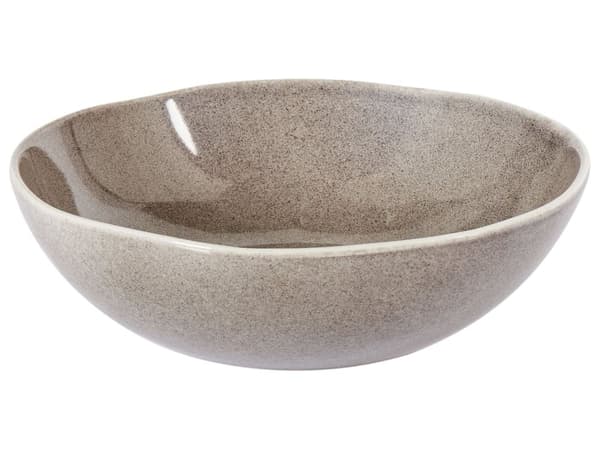 Set med 4 Djupa Tallrikar Grå Stengods Kaolin Handgjord Reaktiv Glasyr Finish Pastaskålar Kök Matsal