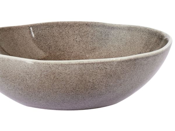 Set med 4 Djupa Tallrikar Grå Stengods Kaolin Handgjord Reaktiv Glasyr Finish Pastaskålar Kök Matsal