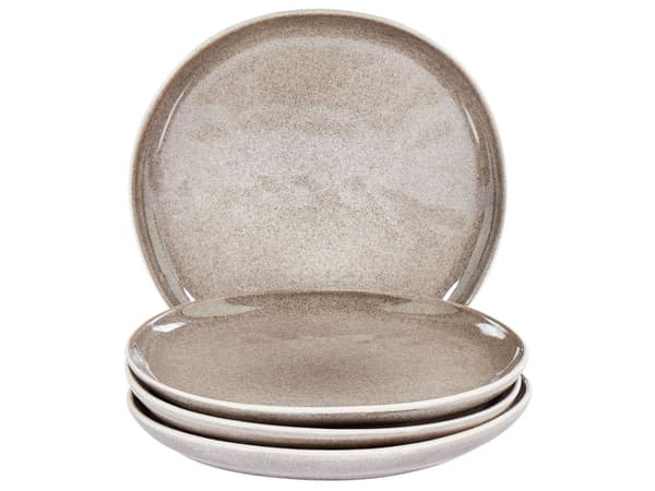 Set om 16 delar Ljusgrått stengods Kaolin Handgjord Reaktiv glasyr Finish Servering för 4 personer Hammareffekt Kök Matsal