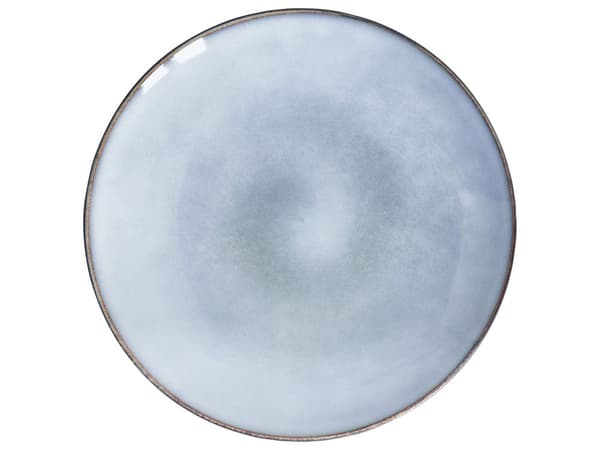 Set med 4 Assietter Ljusblå Stengods Kaolin Handgjord Reaktiv Glasyr Finish Dessert Tallrik Kök Matsal