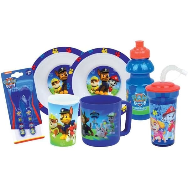 Fatset - FUN HOUSE - PAW PATROL - Glas, 2 sopptallrikar Ø16 cm, bestick, vattenflaska, tumlare och mugg