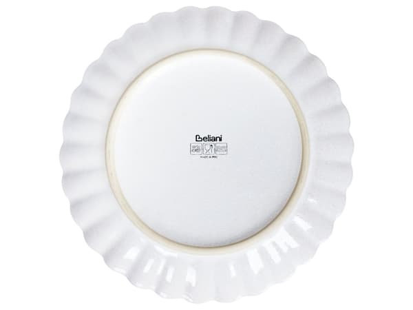 Dessert Tallerken Hvid Stentøj 21 cm sæt af 4 Frokosttallerkener Riflet Forretstallerken Håndlavet Kagetallerken Plisse Design Stel