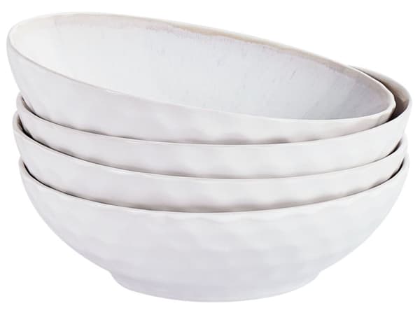 Skåle Lysegrå Stentøj 18 cm sæt af 4 Små Morgenmadsskåle Håndlavet Suppeskåle Design Keramikskåle Dybe Salatskåle Bowls Stel