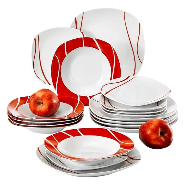 Porcelænsservice, 18-dele til 6 personer, miljøvenligt design,18 stk.
