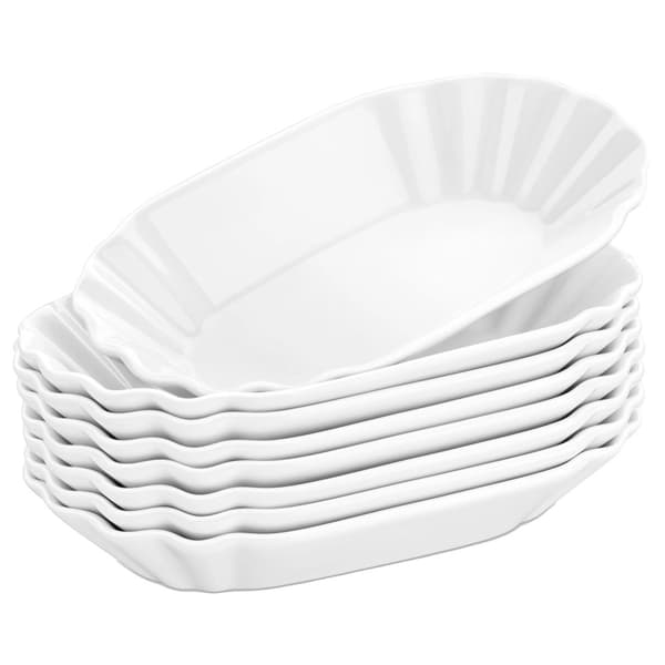 Keramiske Snacktallerkener, Oval Form, Solid Design,8-Stykke
