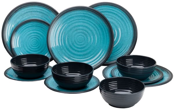 Flamefield Service Melamin Granit Aqua 12 dele
