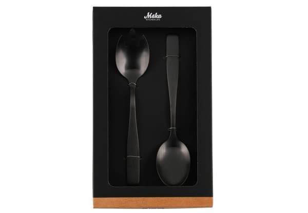 Maku Basic Salatbestik, stål, sort, mat