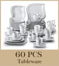 Miniatyrbild 2 av 2: MALACASA Servis Set, 30/60 Delar, Miljövänligt Porslin,GRÅ 60-PCS