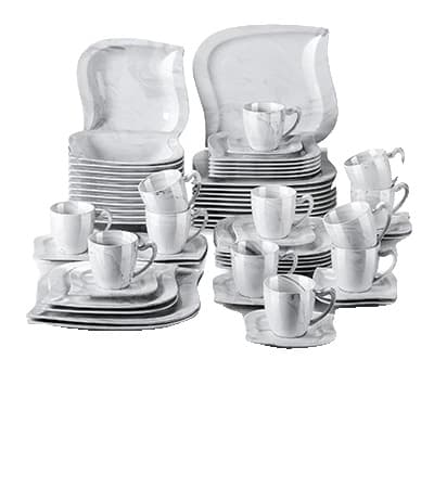 MALACASA Servis Set, 30/60 Delar, Miljövänligt Porslin,GRÅ 60-PCS