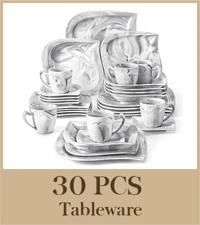 MALACASA Servis Set, 30/60 Delar, Miljövänligt Porslin,GRÅ 30-PCS