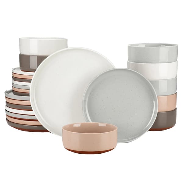 Stentøj Middagsservice, Solid Design, Til 4 Personer,Blandet Farve 24 Styk