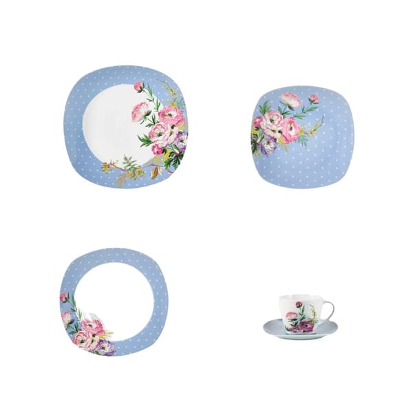 Porcelänservis, Elegant Blommönster, Hållbar Konstruktion,60-BITAR
